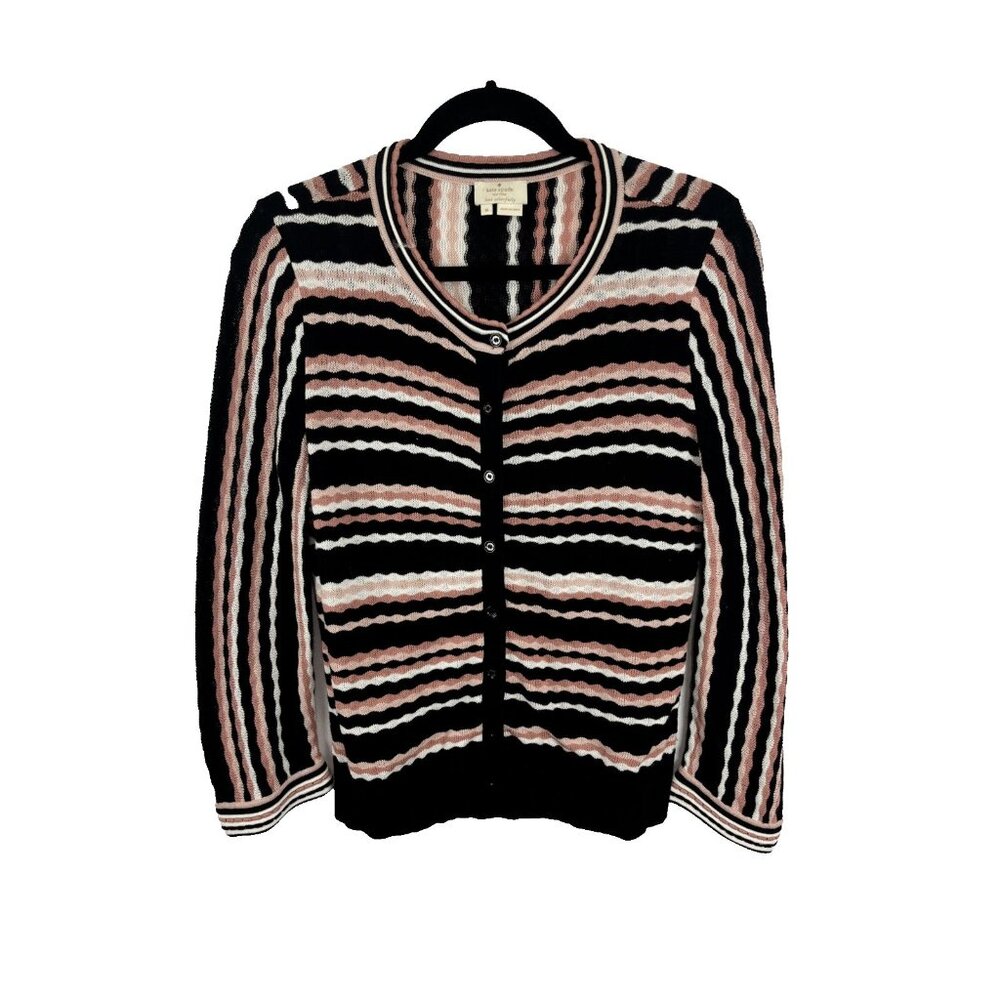 Kate Spade Preppy Feminine Black and Pink Cardigan Womens Size M